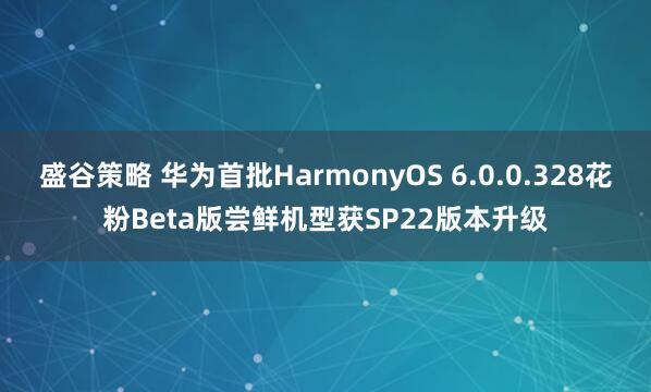 盛谷策略 华为首批HarmonyOS 6.0.0.328花粉Beta版尝鲜机型获SP22版本升级